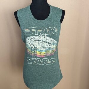 Disney Star Wars Millennium Falcon Muscle Tee Tank Top- Teal